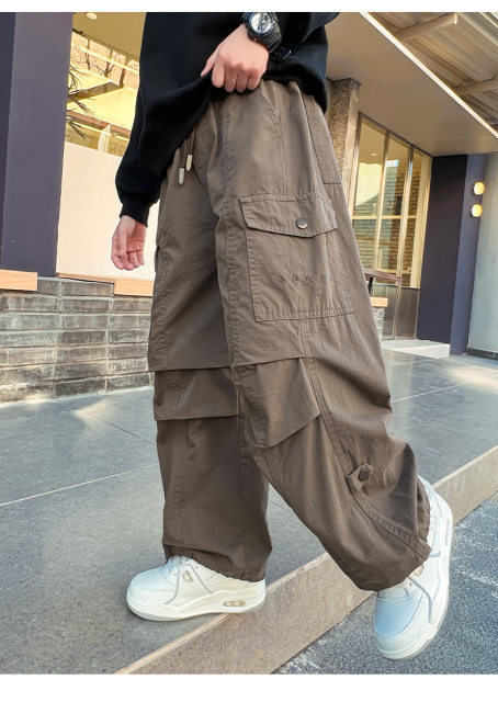 Pantalon Cargo Garçon 8-15 Ans - Streetwear Avec Poches Multiples, Taille élastique, Style Décontracté