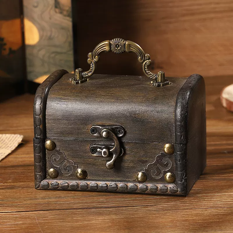 中式仿古木盒密码锁桌面储物收纳盒密室逃脱线索钥匙藏宝盒空盒