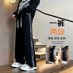 青少年のズボンの男の春秋の潮牌の中学 (高校) の高校の学生のカジュアルなストレートのズボンの大きい子供の格好のゆったりしているズボン
