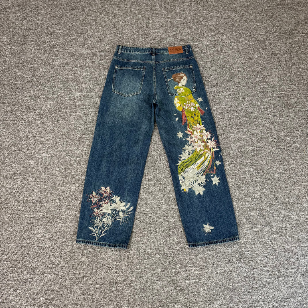 Derschutze Jeans Embroidered Blue