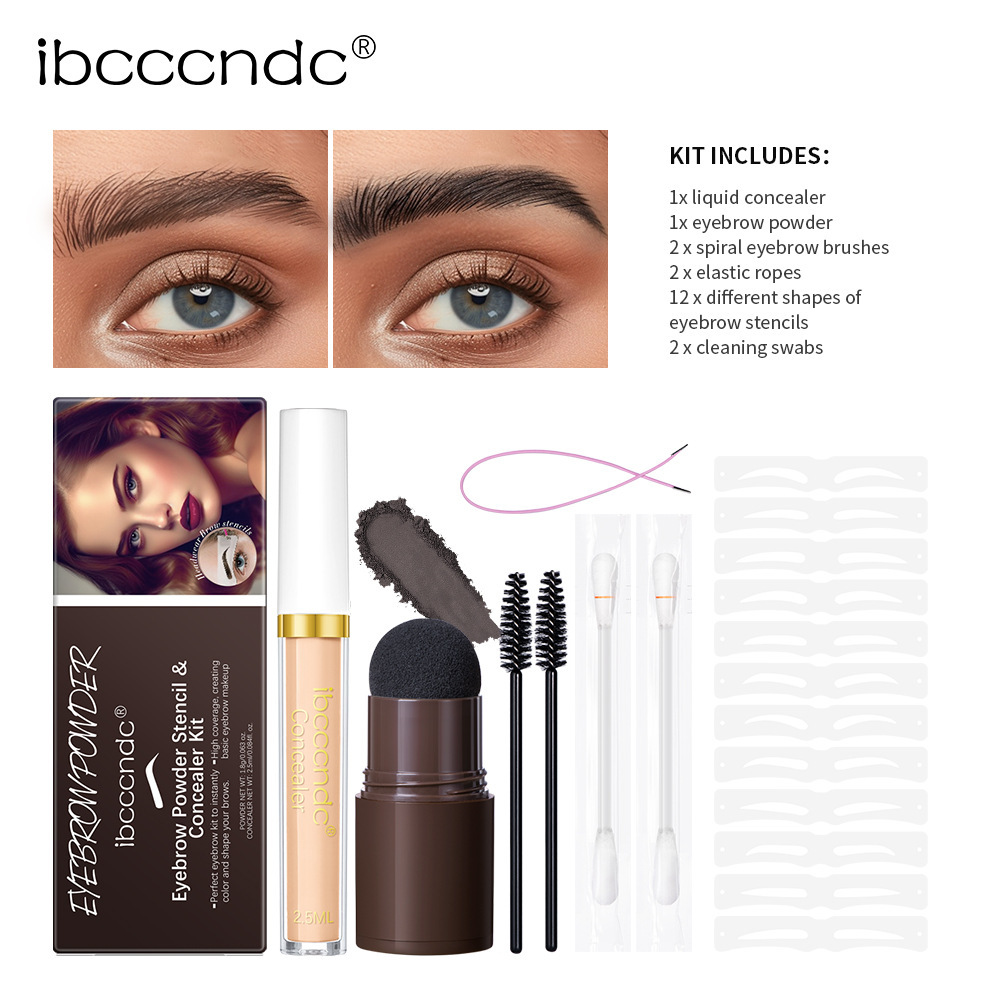 Ibcccndc Eyebrow Powder Set Cross-Border Head-Mounted Eyebrow Stencil Eyebrow Powder Concealer Set Contouring Eyebrow Powder Set