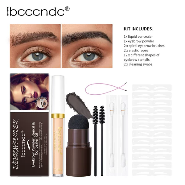 Ibcccndc Eyebrow Powder Set Cross-Border Head-Mounted Eyebrow Stencil Eyebrow Powder Concealer Set Contouring Eyebrow Powder Set