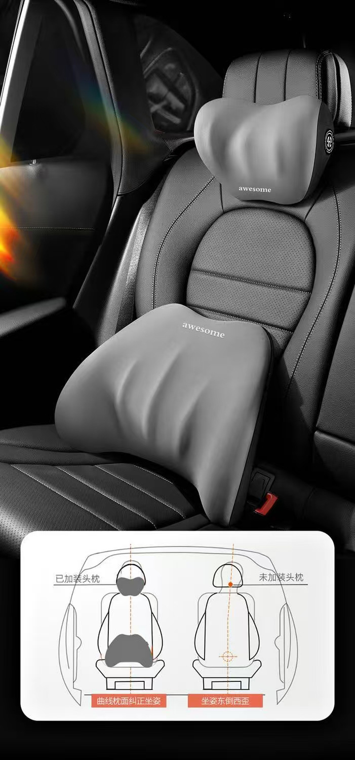 Car Headrest Lumbar Pillow Cushion Car Driving Backrest Car Waist Support Lumbar Neck Pillow Waist Support Pillow