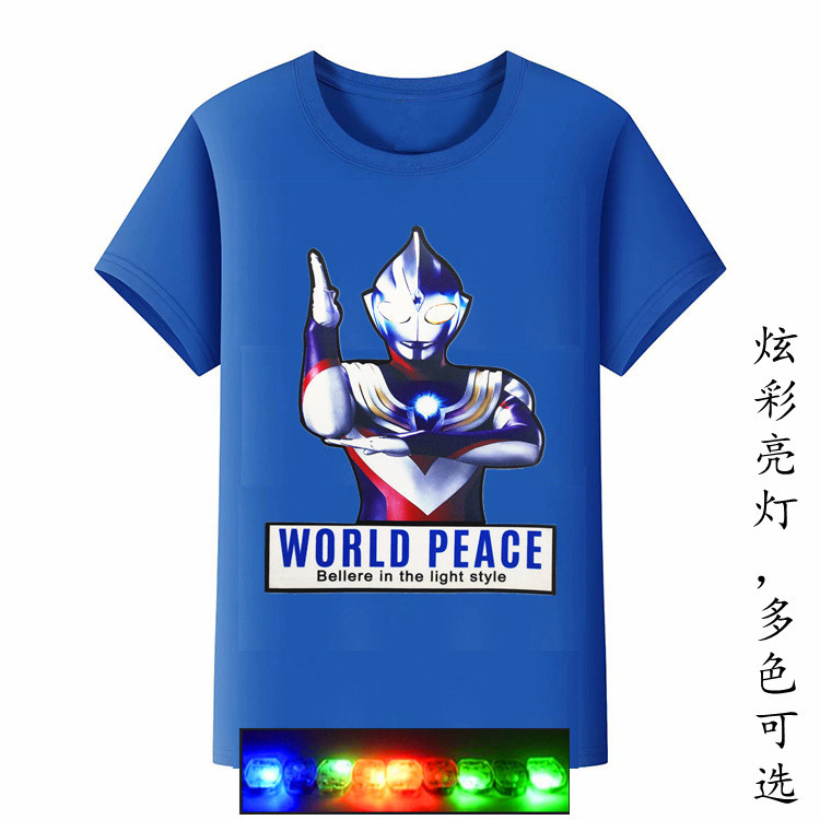 Foreign trade children's cartoon OKUMAN colorful chest light 2022 New Summer Boys' toner cotton T-shirt