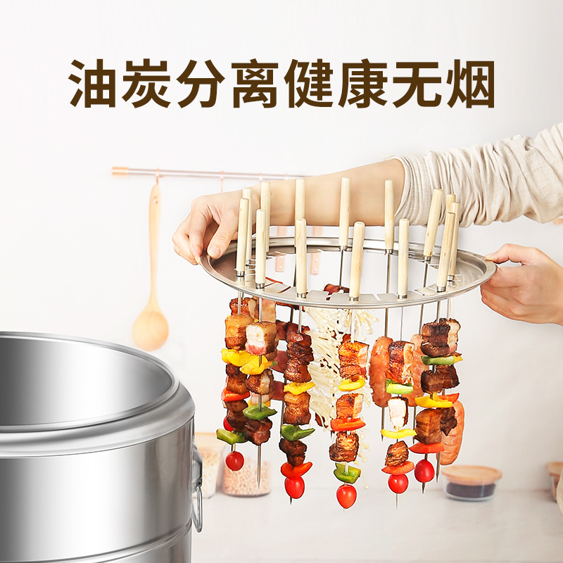 Zibo barbacoa de acero inoxidable al aire libre estofado horno en forma de cilindro hogar libre de humo colgando horno engrosado multifunción barbacoa horno