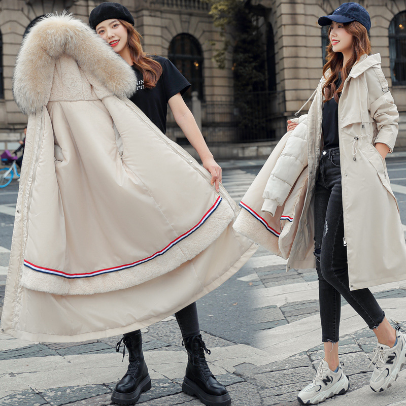 New Korean-style Fleece-lined Slim-fit Pike Cotton-padded Jacket Women's Large Fur Collar Long Detachable Live-in Cotton-padded Coat Women's Jacket New Korean-style Fleece-lined Slim-fit Pike Cotton-padded Jacket Women's Large Fur Collar Long Detachable Live-in Cotton-padded Coat Women's Jacket