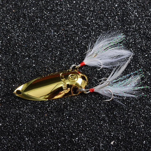 Juyang's Wide-Mouth Fish Holographic Cicada Feather Double Hook Glitter Largemouth Bass Topwater Lure Fake Fish Lure Artificial Lure