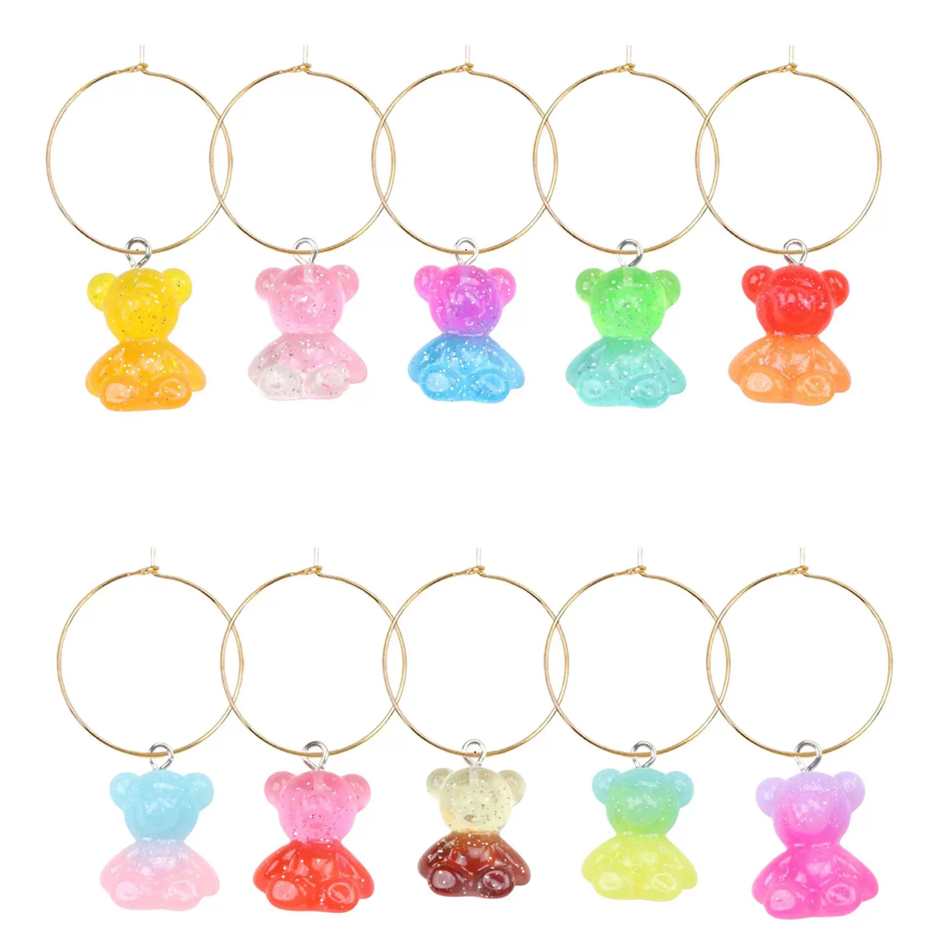 Двухцветный градиентный медведь ярких цветов из смолы Xiyin, украшение для винной вечеринки, наклейка для бокала для вина, вечеринка на Хэллоуин