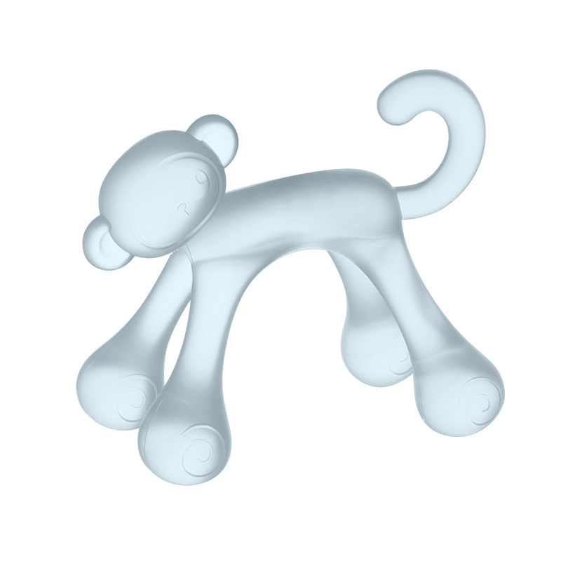 Inglés tarjeta para bebés pequeños goma de diente mono mordida goma mordida Leco hervida silicona de grado alimenticio para comer mano bebé