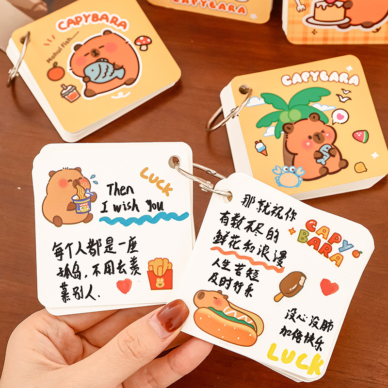 かわいいカピバラフープブック学生ポケットポータブルメモ帳空白英単語ブックルーズリーフ小さな本|undefined