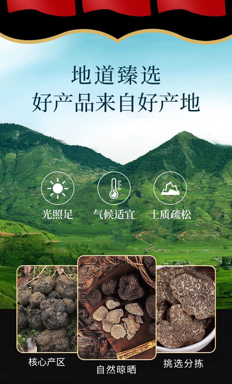 Black Truffle Slices (Tuber indicum) — Yunnan Wild Edible Mushroom, Dried Pieces key features