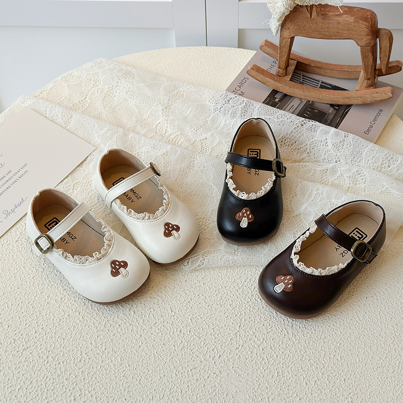 Prinzessinnen-Schuhe aus Leder für Mädchen mit weicher Sohle, Cartoon-Schnürung, Babyschuhe, neues Modell, einzelner Schuh für Frühling und Herbst_voghion.com