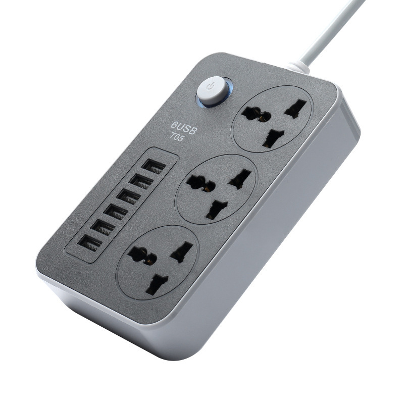 6USB TO5# 3.1A carga digital rápida enchufe de escritorio negro suministro de comercio electrónico de piel de camarón