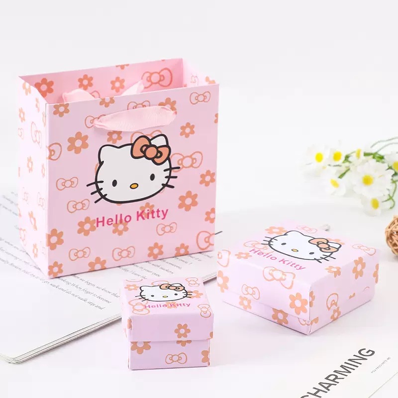 哈喽kitty礼盒项链戒指耳钉手镯包装猫猫礼盒七夕节生日礼物盒
