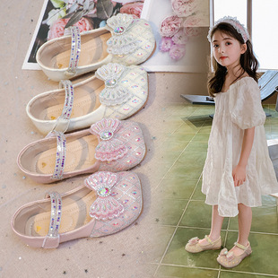 Girls Shoes Children Princess Small Leather Shoes 2024 Spring and Autumn New Autumn Baby Crystal Shiny Rhinestone Shoes