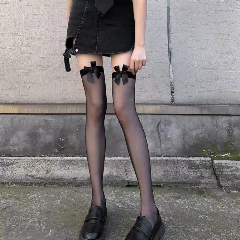 纯欲校园风白丝袜学生JK袜黑丝女网袜长筒半截白色丝袜蕾丝过膝袜|undefined