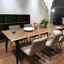 简约北欧轻奢家用饭桌北美黑胡桃木实木餐桌意式家具设计大板桌子