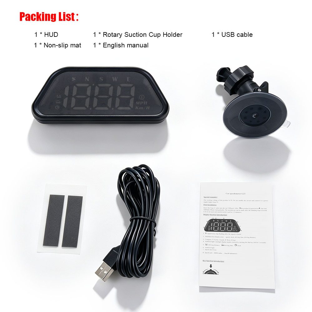 Car HUD Head-Up Display Speed/Time/Travel Time/Travel Distance/Compass Multi-Function