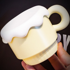 ミルクfufuマグカップ大衆デザイン感カップル蓋付き陶磁器カップお土産カップかわいい朝食カップのアイデア