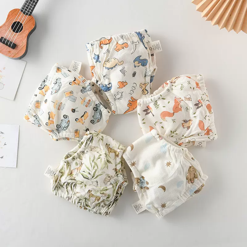 宝宝训练裤纱布尿布兜学习裤婴儿男女童布尿裤纯棉透气隔尿裤可洗