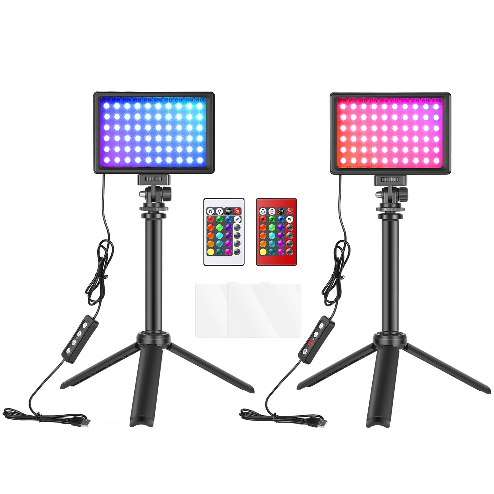RGBW LED-подсветка 6 дюймов, портативный USB-студийный свет с пультом, штативом и разными блоками питания