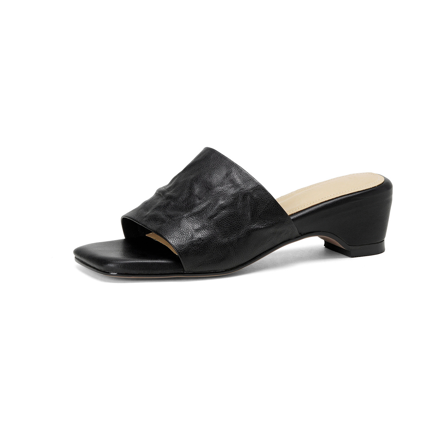 Sandal nữ da cừu lộ ngón chân quai chữ V phong cách Hàn Quốc — đen chi tiết 21