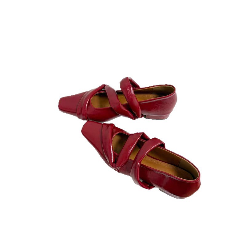 Vintage Ballet Women 2025 Winter New Black Leather Chunky Heel Loafers Soft Sole Comfortable Shoes_vogvips.com