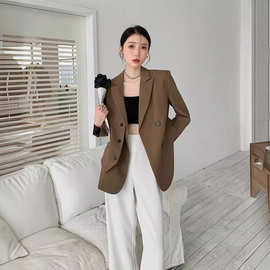 现货西装外套女韩版时尚设计感双门襟女士西服上衣秋季新款