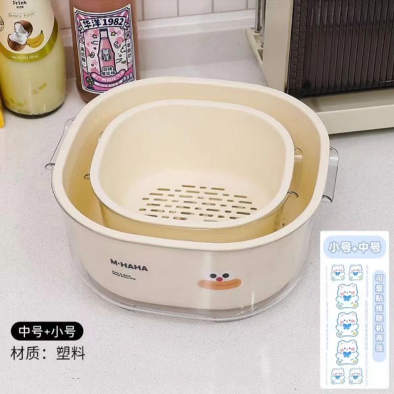 二層の極厚野菜洗いと水切りバスケット、プラスチック製のキッチン水切りバスケット、多目的リビングルーム野菜洗い、家庭用野菜バスケット、果物と野菜|undefined