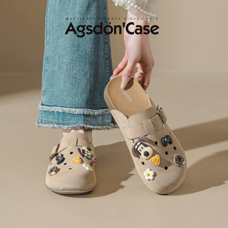 Augustion agujero de suela gruesa zapatillas Birkenjangwups mujer 2025 nuevo desgaste exterior de verano Baotou un pedal fondo suave medio arrastre