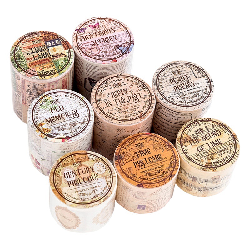 Momo cinta espacio-tiempo pasado serie DIY retro inglés diario material decorativo bucle pegatinas