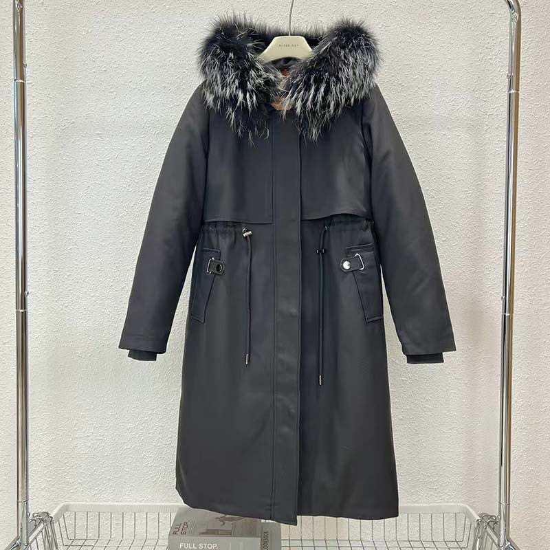 冬款防风保暖皮草外套 加厚内胆派克服 飘带长款水貂毛内胆派克服|undefined