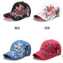 新款韩版亮片蝴蝶刺绣棒球帽女士春夏天户外出行防晒鸭舌帽