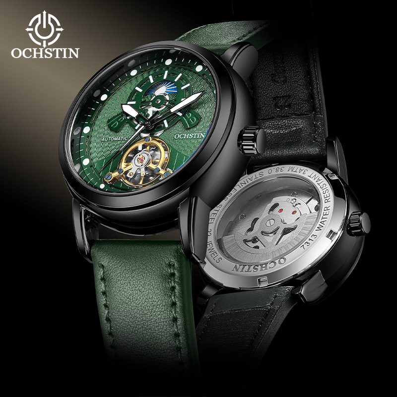 Ochstin New Men's Fully Automatic Hollow Flywheel Mechanical Watch Large Dial Luminous Waterproof Mechanical Men's Watch