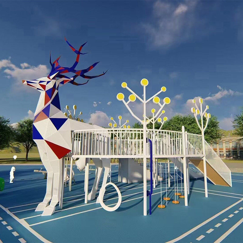 Conjunto de tobogán grande de acero inoxidable para exteriores, equipo de juego personalizado para jardines de infancia y comunidades infantiles.