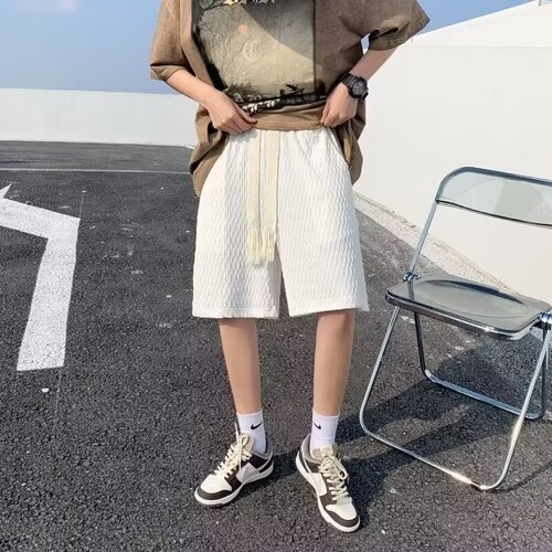 Summer thin fashion loose basketball shorts ice silk shorts men plain casual pants five-pocket sports pants Korean version beach
