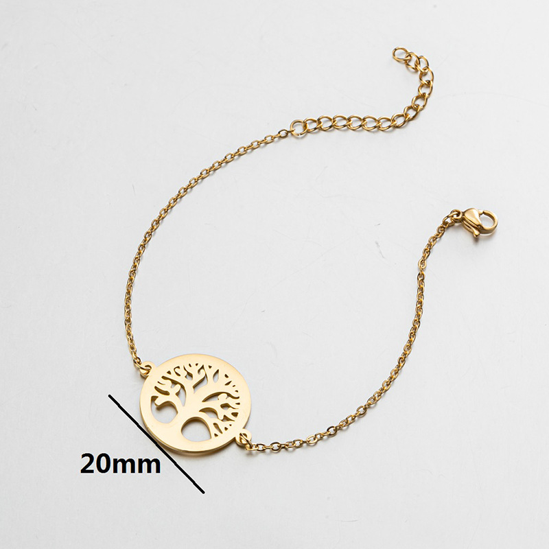 Stainless Steel Simple Style Plating Hollow Out Tree Coconut Tree Lotus Bracelets display picture 2