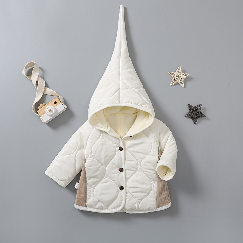 Otoño e Invierno lana forrado bebé moda Outwear ropa de los niños y niñas bebé casual todo partido con capucha chaqueta acolchada de algodón acolchado