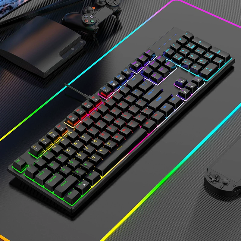 Настоящая механическая клавиатура от производителя, RGB, синие переключатели, пыле- и влагозащита, 104 клавиши, конкурентная металлическая клавиатура