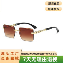 墨镜男防晒跨境无框方形2026潮流时尚百搭欧美高级感猎豹太阳镜女