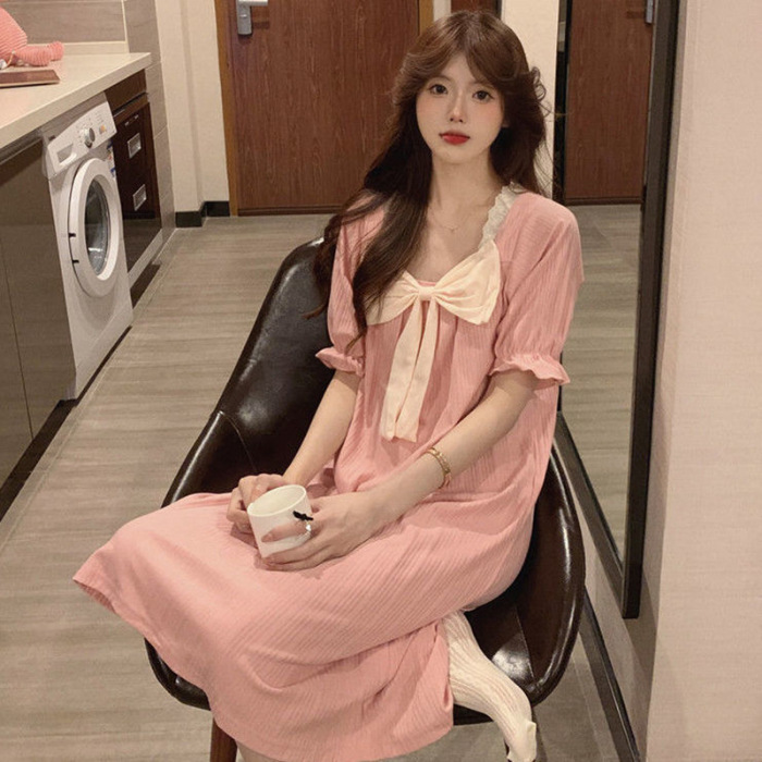 Transmisión en vivo el comercio exterior 2023 verano princesa estilo camisón dulce linda chica corazón manga corta hogar desgaste celebridad en línea se puede usar fuera