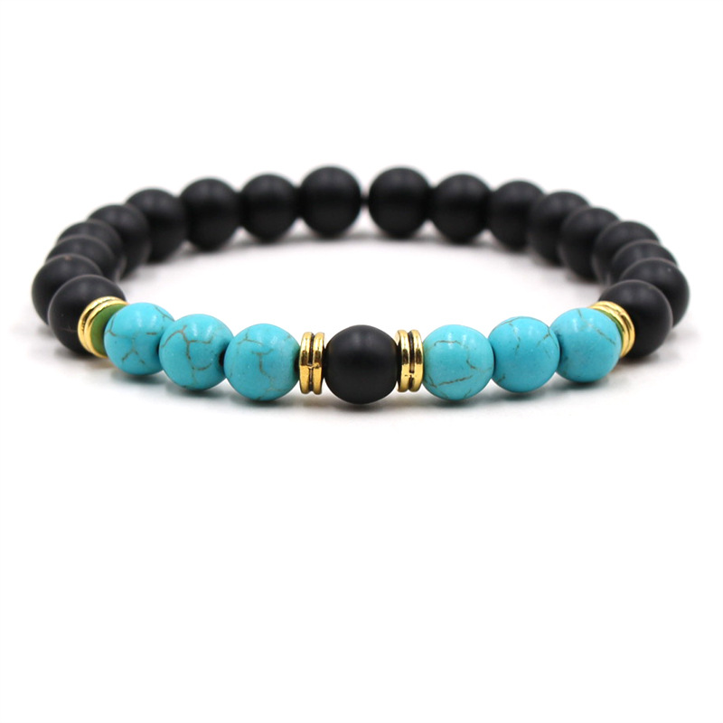 Black retro European and American fashion boys geometric personality colorful yoga bracelet