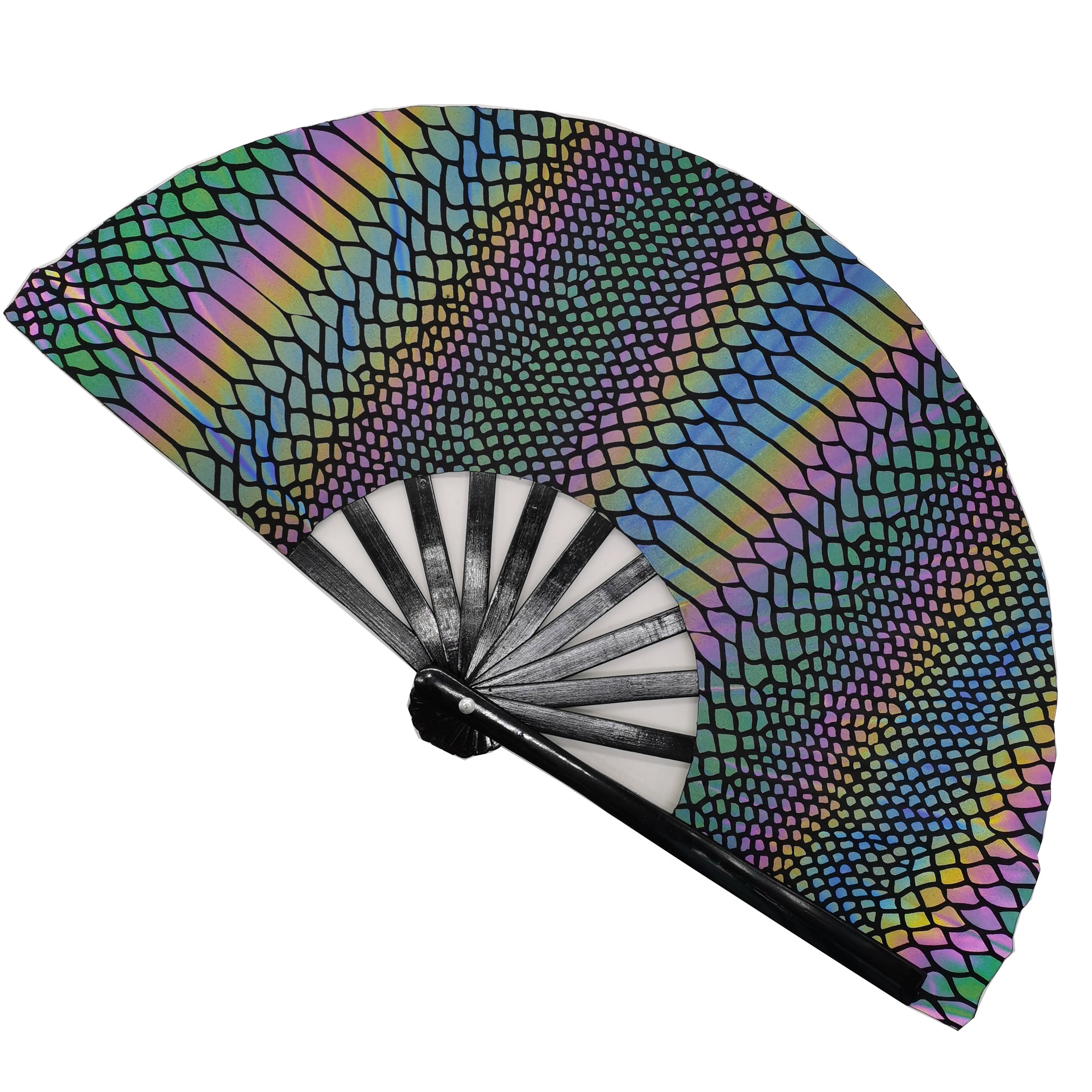33 cm de ventilador de tela reflectante refrescante ventilador de tela reflectante Fan de fiesta reflectante Fan de kung fu ventilador de sonido