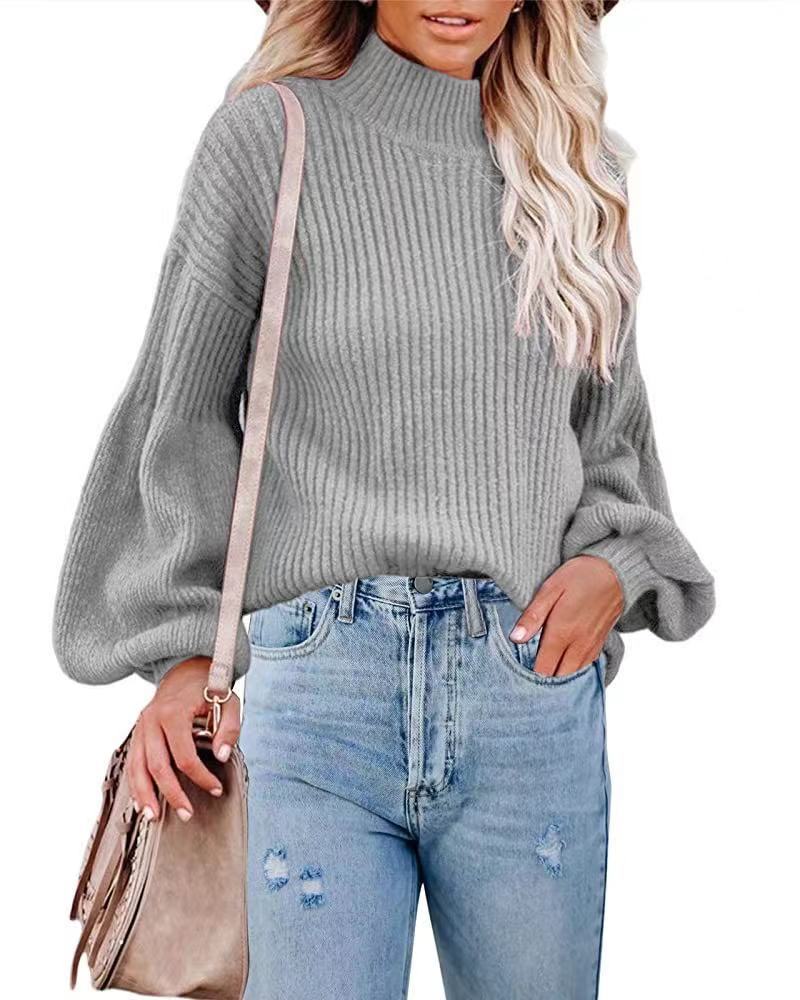women s high neck pullover sweater nihaostyles clothing wholesale NSBTY74084