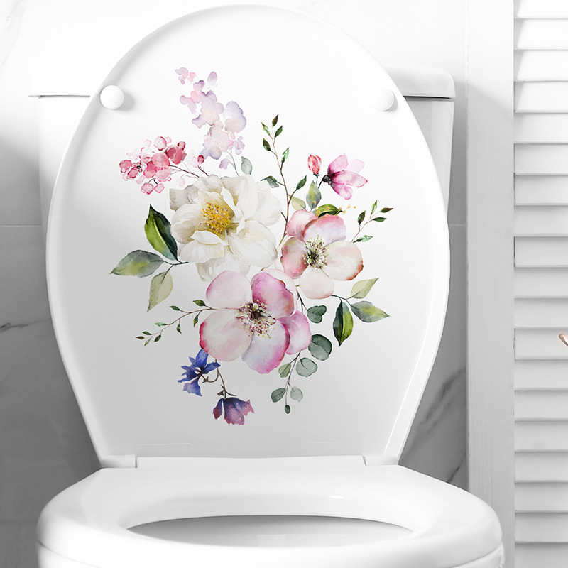 New Style M-185 Fresh Flowers Modern Simple Style Bathroom Toilet Stickers Decorative Wall Stickers Self-adhesive Cross-border Stickers
