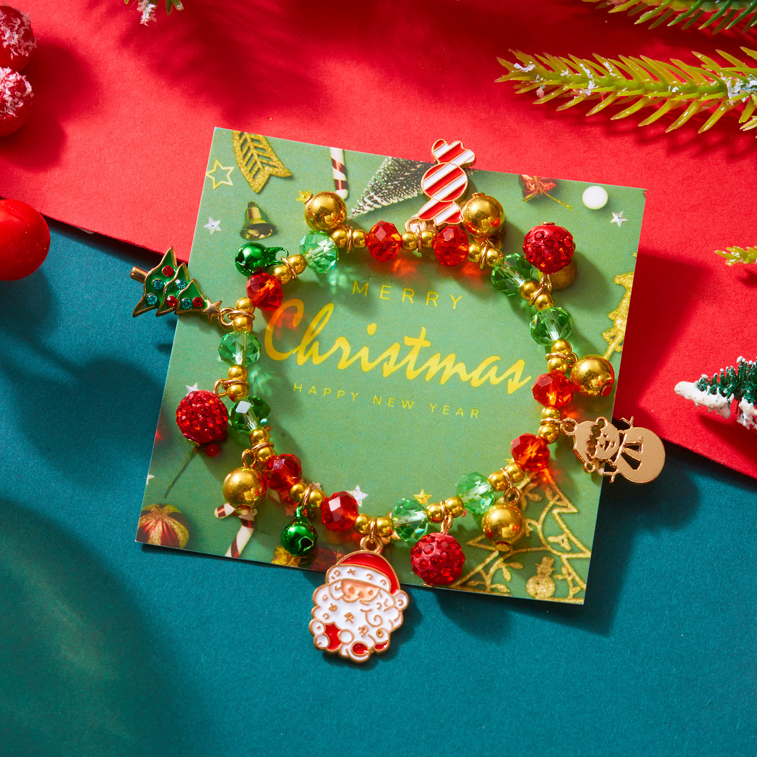 Europa y los Estados Unidos minería transfronteriza joyas de pulseras de Navidad Santa Claus colgante de copos de nieve pulseras elásticas al por mayor