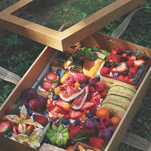 野餐盒春游露营盒子水果便当盒甜品蛋糕烤内寿司牛皮纸盒一次性盒
