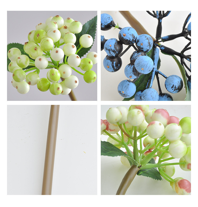 Foam Mini Red Berries Blueberries Fake Flowers Fortune Fruit Flower Wall Decoration Artificial Berry Branches_maomaolike.com
