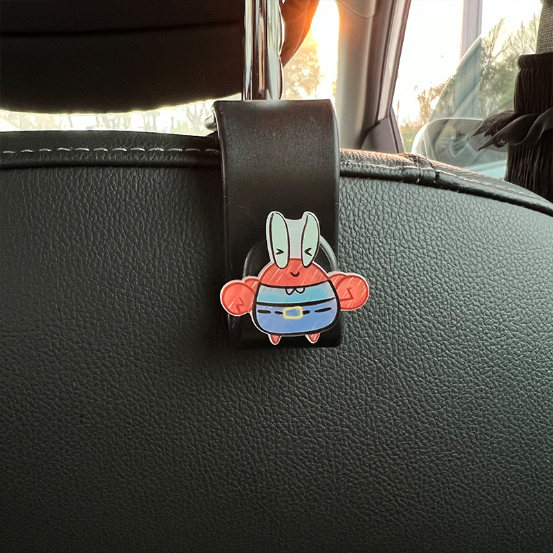 Gancho de coche, gancho trasero del asiento trasero, suministros de coche, soporte de carga, lindo Bob Esponja, dibujos animados