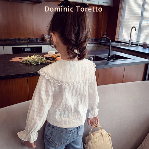 [New] Girls lace shirt 2025 spring and autumn new style, foreign style, Korean style, little girl's fashionable cardigan, long sleeves